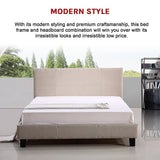 NNEDSZ Double Linen Fabric Bed Frame Beige