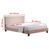 NNEDSZ Double Linen Fabric Bed Frame Beige