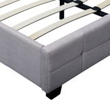 NNEDSZ Linen Fabric Double Deluxe Bed Frame Beige