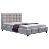 NNEDSZ Linen Fabric Queen Deluxe Bed Frame Beige
