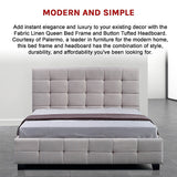 NNEDSZ Linen Fabric Queen Deluxe Bed Frame Beige