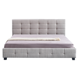 NNEDSZ Linen Fabric King Deluxe Bed Frame Beige