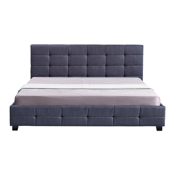 NNEDSZ Linen Fabric King Deluxe Bed Frame Grey