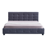 NNEDSZ Linen Fabric King Deluxe Bed Frame Grey