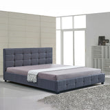 NNEDSZ Linen Fabric King Deluxe Bed Frame Grey
