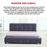 NNEDSZ Linen Fabric King Deluxe Bed Frame Grey