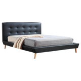 NNEDSZ Double PU Leather Deluxe Bed Frame Black