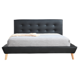 NNEDSZ Double PU Leather Deluxe Bed Frame Black