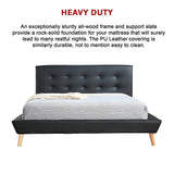 NNEDSZ Double PU Leather Deluxe Bed Frame Black
