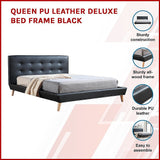 NNEDSZ Queen PU Leather Deluxe Bed Frame Black