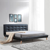 NNEDSZ King PU Leather Deluxe Bed Frame Black