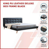 NNEDSZ King PU Leather Deluxe Bed Frame Black