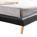 NNEDSZ King PU Leather Deluxe Bed Frame Black