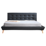 NNEDSZ King PU Leather Deluxe Bed Frame Black