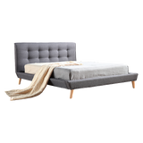 NNEDSZ Double Linen Fabric Deluxe Bed Frame Grey