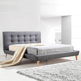 NNEDSZ Double Linen Fabric Deluxe Bed Frame Grey