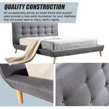 NNEDSZ Double Linen Fabric Deluxe Bed Frame Grey