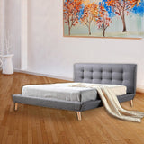 NNEDSZ Double Linen Fabric Deluxe Bed Frame Grey