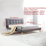 NNEDSZ Double Linen Fabric Deluxe Bed Frame Grey