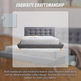 NNEDSZ Double Linen Fabric Deluxe Bed Frame Grey