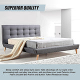 NNEDSZ Double Linen Fabric Deluxe Bed Frame Grey