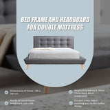 NNEDSZ Double Linen Fabric Deluxe Bed Frame Grey