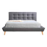 NNEDSZ Double Linen Fabric Deluxe Bed Frame Grey