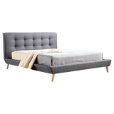 NNEDSZ Queen Linen Fabric Deluxe Bed Frame Grey