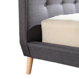 NNEDSZ Queen Linen Fabric Deluxe Bed Frame Grey