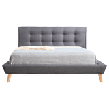 NNEDSZ Queen Linen Fabric Deluxe Bed Frame Grey