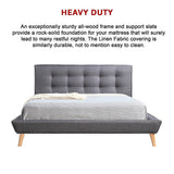 NNEDSZ Queen Linen Fabric Deluxe Bed Frame Grey