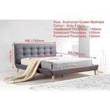 NNEDSZ Queen Linen Fabric Deluxe Bed Frame Grey