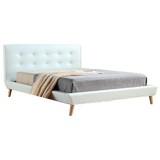 NNEDSZ Queen PU Leather Deluxe Bed Frame White