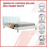 NNEDSZ Queen PU Leather Deluxe Bed Frame White