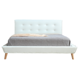 NNEDSZ Queen PU Leather Deluxe Bed Frame White