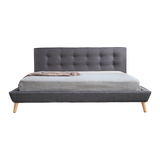 NNEDSZ King Linen Fabric Deluxe Bed Frame Grey