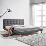 NNEDSZ King Linen Fabric Deluxe Bed Frame Grey