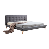 NNEDSZ King Linen Fabric Deluxe Bed Frame Grey