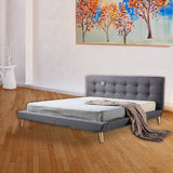 NNEDSZ King Linen Fabric Deluxe Bed Frame Grey