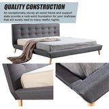 NNEDSZ King Linen Fabric Deluxe Bed Frame Grey