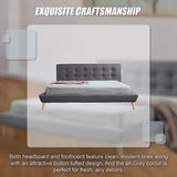 NNEDSZ King Linen Fabric Deluxe Bed Frame Grey