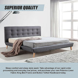 NNEDSZ King Linen Fabric Deluxe Bed Frame Grey