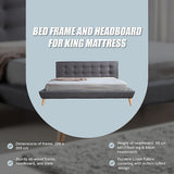 NNEDSZ King Linen Fabric Deluxe Bed Frame Grey