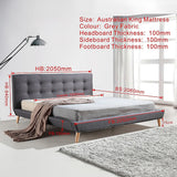 NNEDSZ King Linen Fabric Deluxe Bed Frame Grey