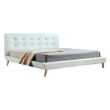 NNEDSZ King PU Leather Deluxe Bed Frame White