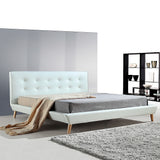 NNEDSZ King PU Leather Deluxe Bed Frame White