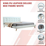 NNEDSZ King PU Leather Deluxe Bed Frame White
