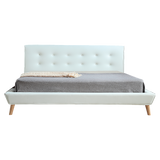 NNEDSZ King PU Leather Deluxe Bed Frame White
