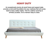 NNEDSZ King PU Leather Deluxe Bed Frame White