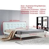 NNEDSZ King PU Leather Deluxe Bed Frame White